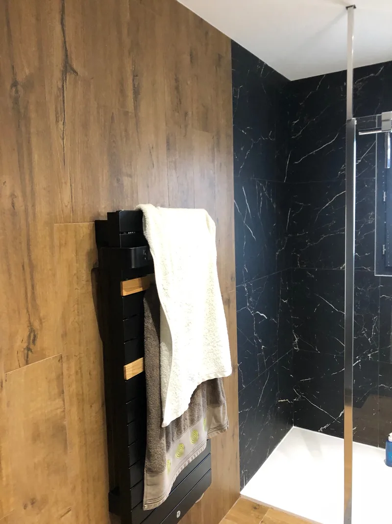 Douche et sèche-serviettes de la salle de bain créée à Valence